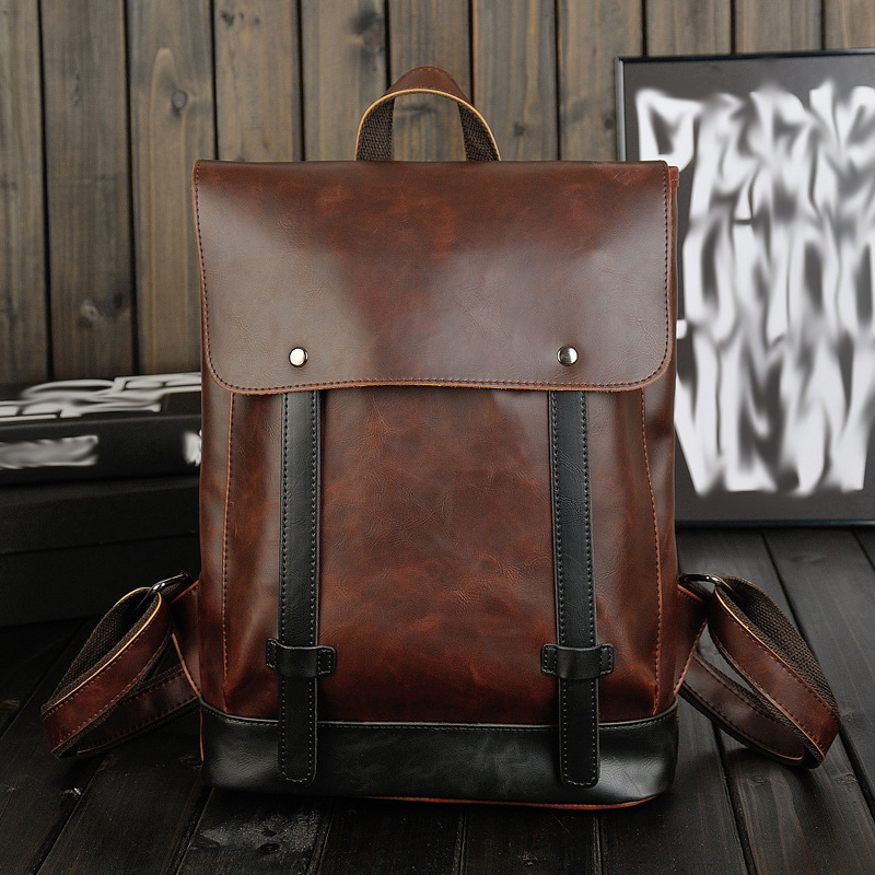 Leather Work Rucksack Mens - Herren Vintage-Leder-Rucksack, 14-Zoll-Laptop-Rucksack, große Kapazität, Schultasche