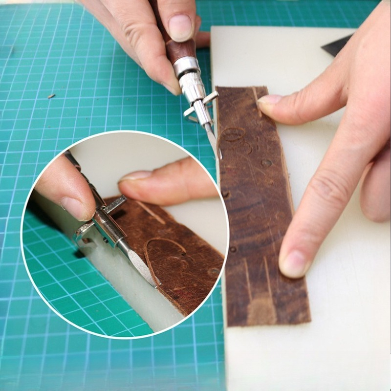 Groover Stitching Tool - 7-in-1 Verstellbarer Lederbearbeitungs-Groover für DIY Handgefertigte